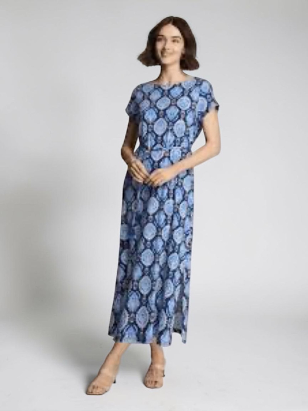 NWT J. Jill Blue Paisley Medallion Knitt Midi Dress Maxi Dress